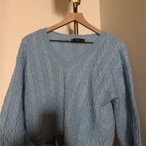 Mango Soft Blue V-Neck Sweater